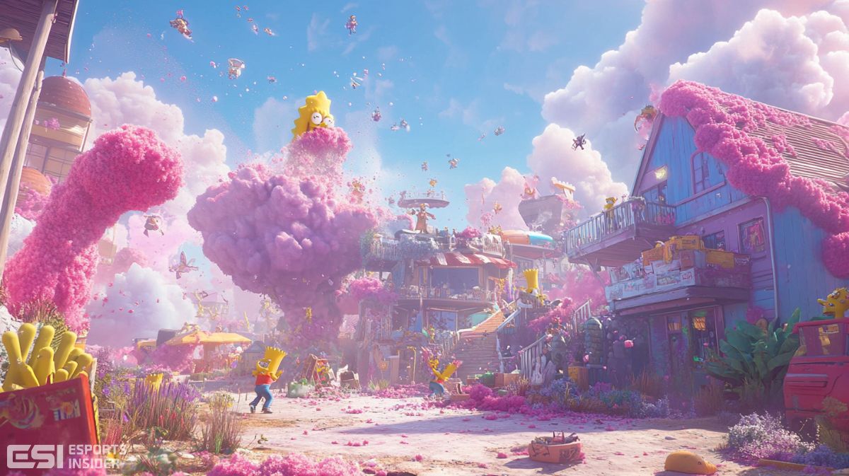 bart simpsons au milieu d'explosions et de maisons