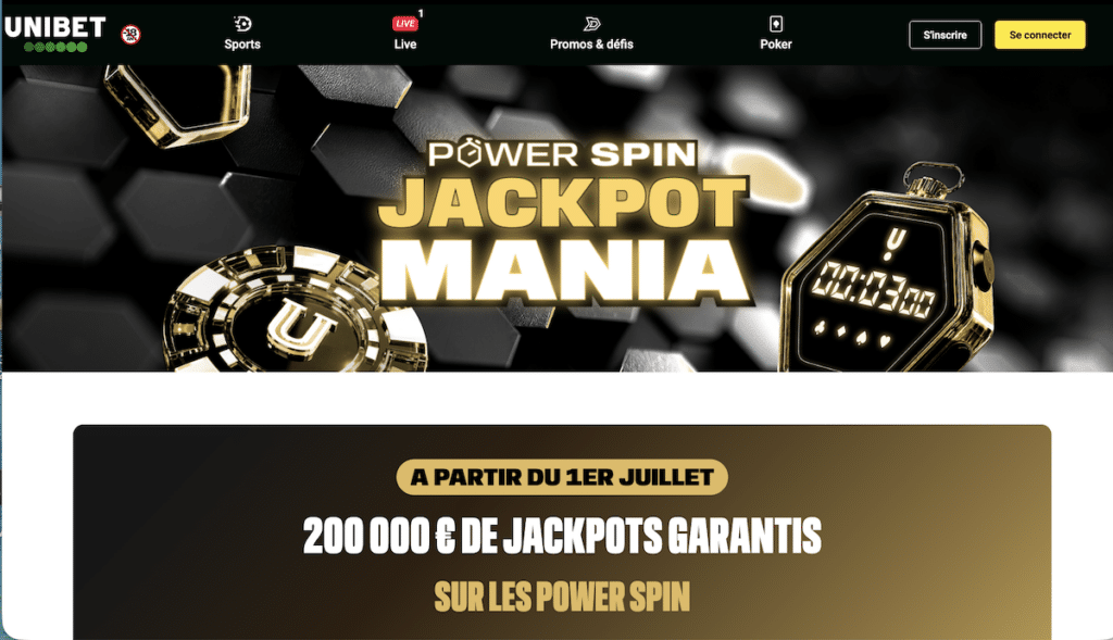 Power Spin Jackpot Mania sur Unibet : 200 000 € de jackpots garantis cet été