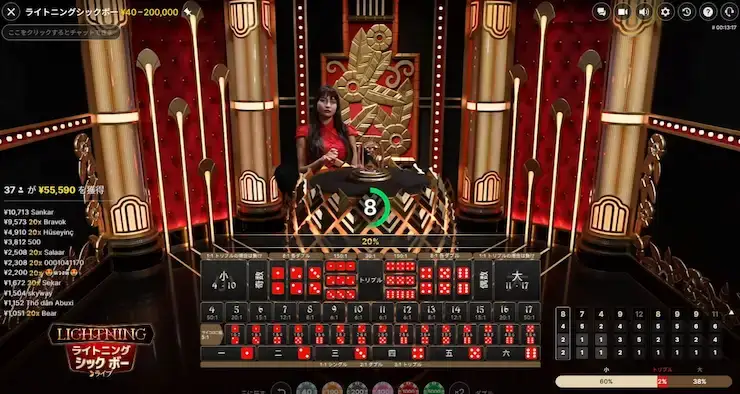 シックボー オンラインカジノ ゲーム