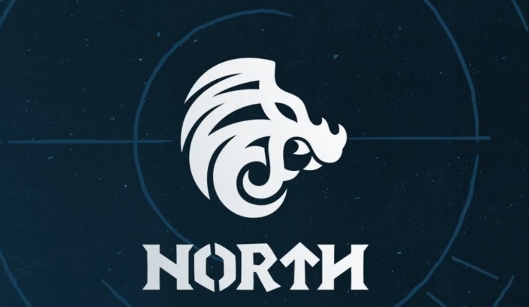 North logo with Nordic stylized lion head insignia and rune-like type face