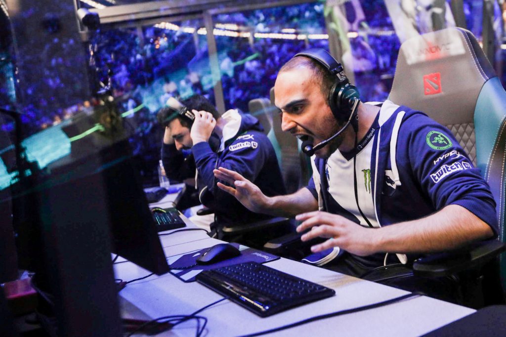 Dota 2 player Kuro “KuroKy” Salehi Takhasomi of Team Liquid screams with excitement during a tournament