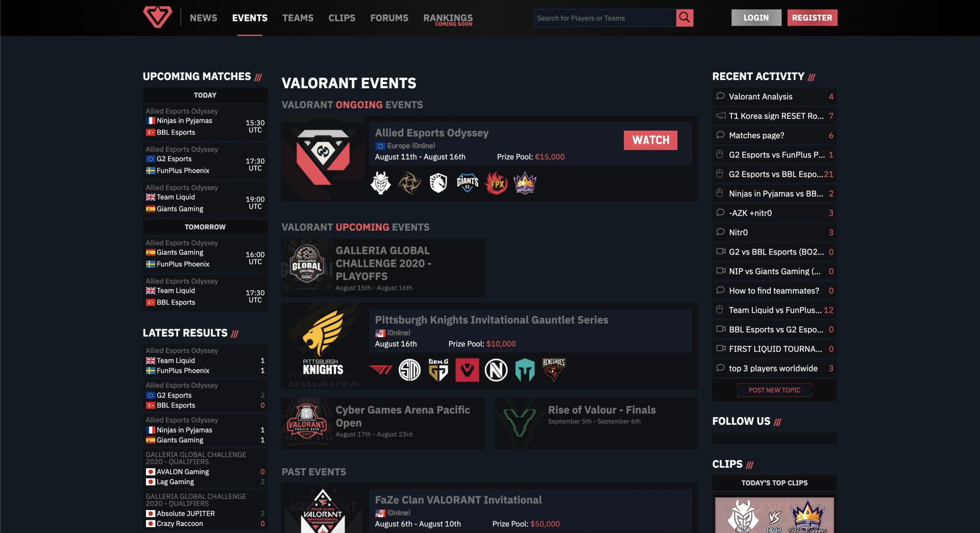 THESPIKE.GG Events page