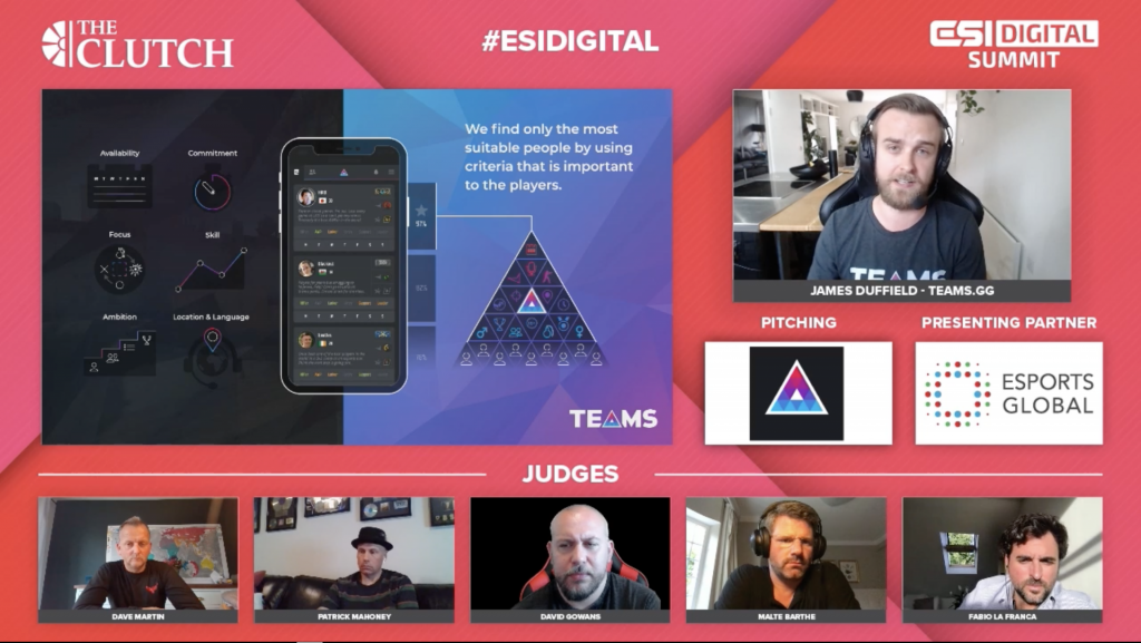 TEAMS.gg The Clutch Digital pitch during ESI Digital Summit