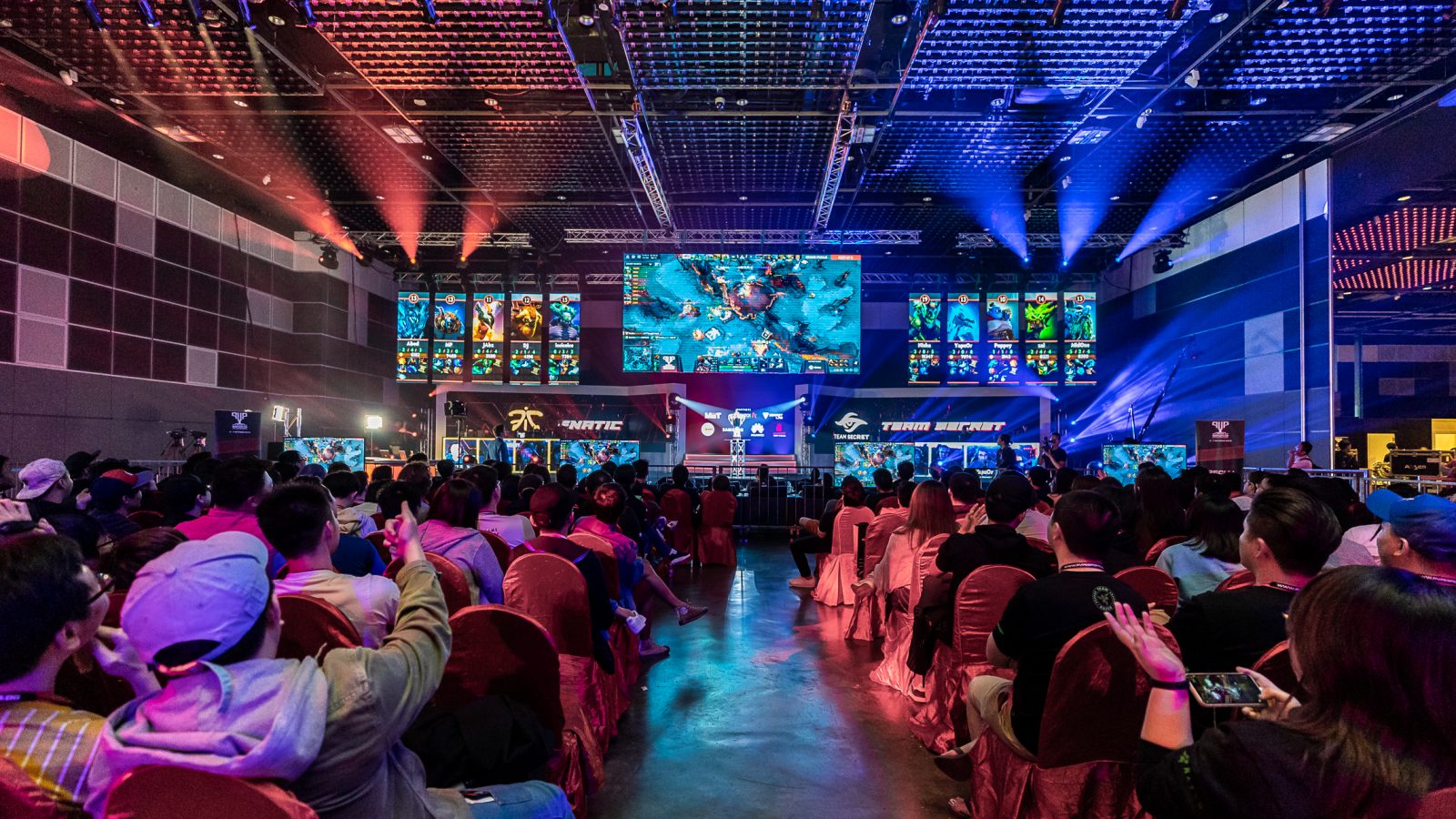 The crowd watches DOTA2 being played at the Grand Finals between Fnatic and Team Secret at Singtel's inaugural PVP Esports Championship