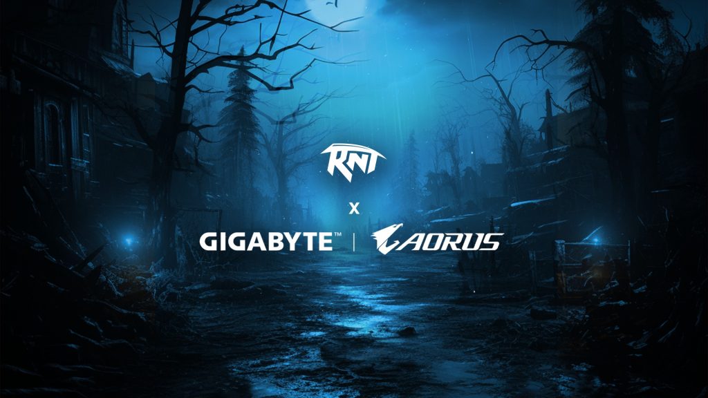 Screenshot of Revenant Esports logo and Gigabyte Aorus logo on a haunted forest background