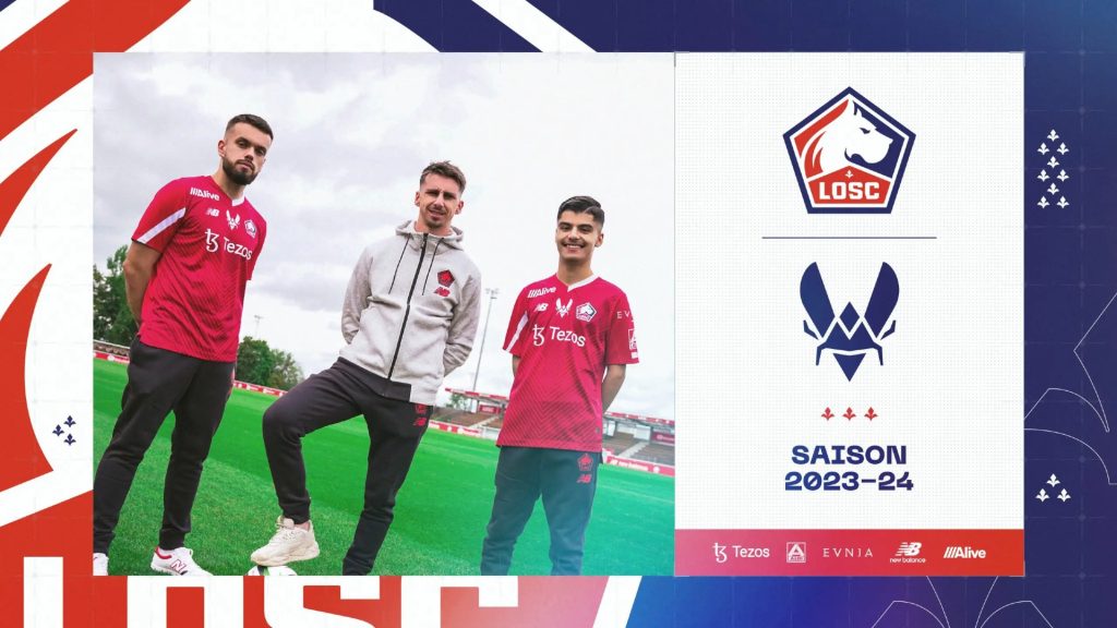 Team Vitality players wearing jerseys and Team Vitality and LOSC logos on white background