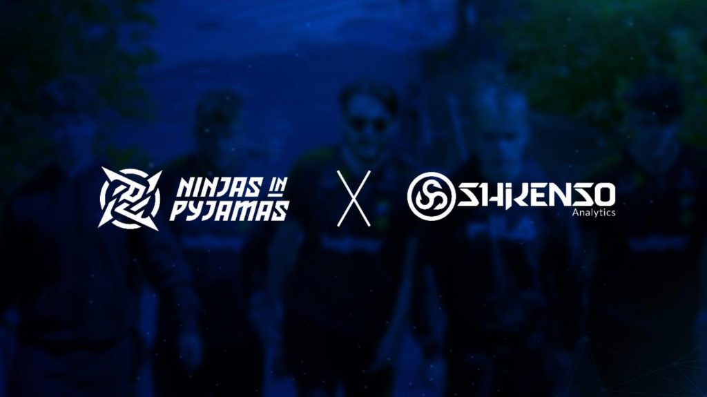 Image of Ninjas in Pyjamas and Shikenso Analytics logos on blue background