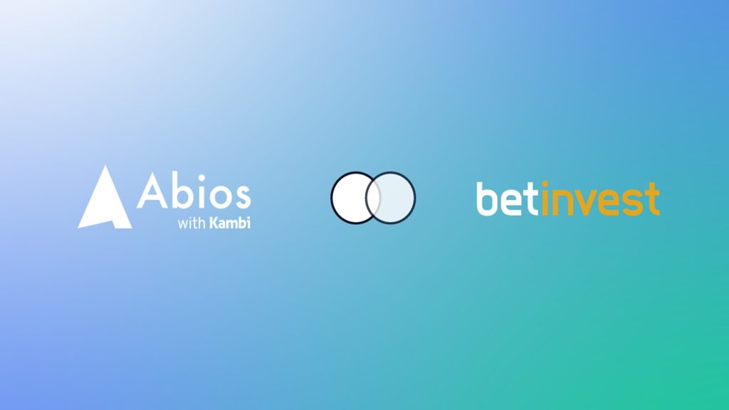 Image of Abios and Betinvest logos on pale blue and green background