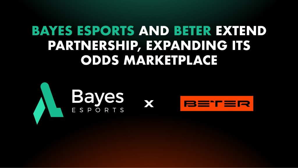 Image of Bayes Esports and BETER logo on dark background with white and cyan text above