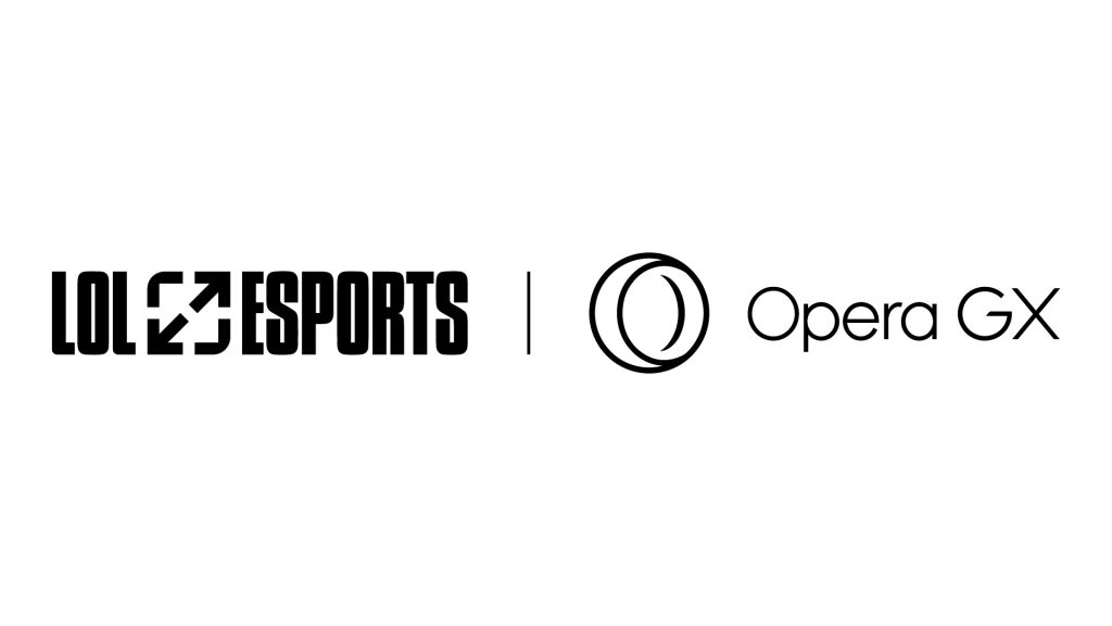 LoL Esports and Opera GX logos separated by single line on white background