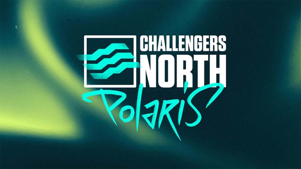 Image of VALORANT Challengers North Polaris logo on light and dark green background