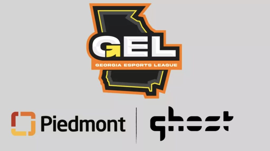 Image of Piedmont, Georgia Esports League, and Ghost Gaming logos on a grey background