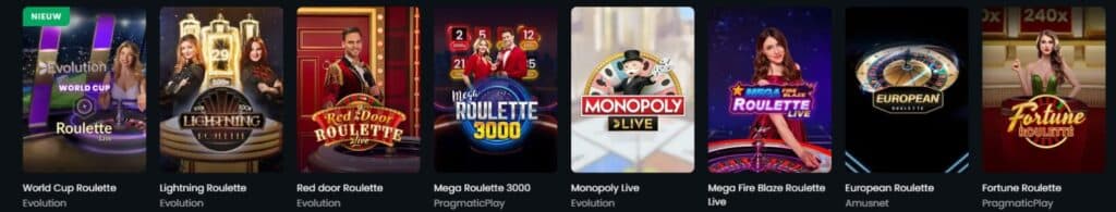 aanbod live casino games