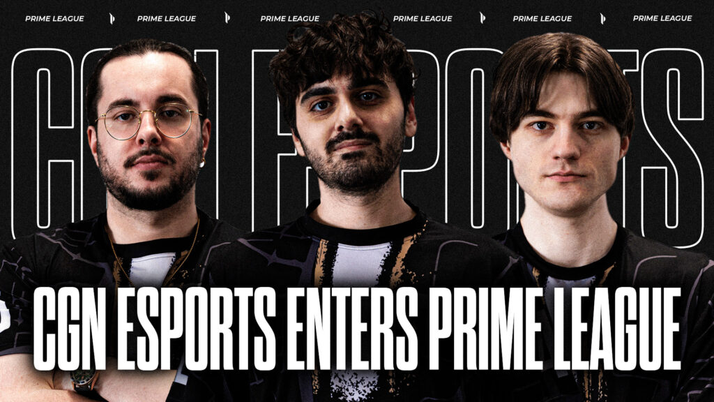 Image of CGN Esports players posing on black and white background