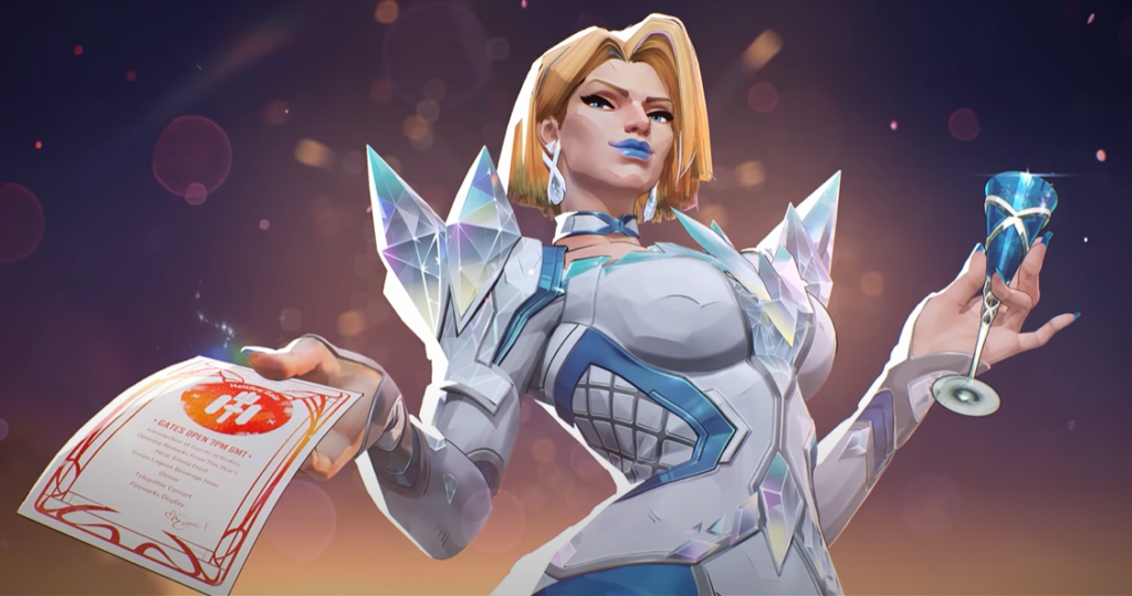 Emma Frost posing in marvel Rivals Season 2: hellfire Gala