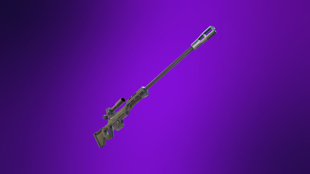 Long-range sniper rifle from Fortnite displayed on a purple background