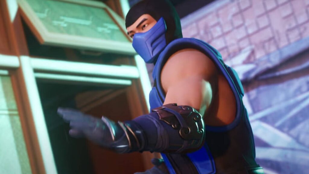 Sub Zero gestures dramatically against a vibrant, detailed background.