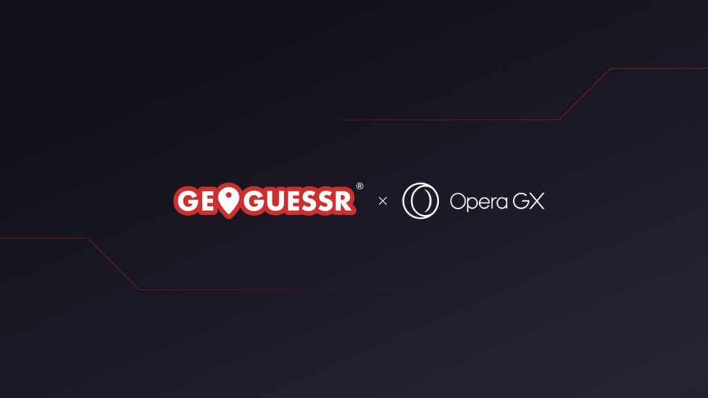 Image of OperaGX and GeoGuessr logos on a black background