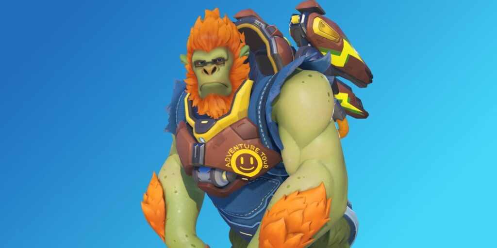 Winston in his Street Fighter Blanka skin from the Overwatch 2 crossover event.