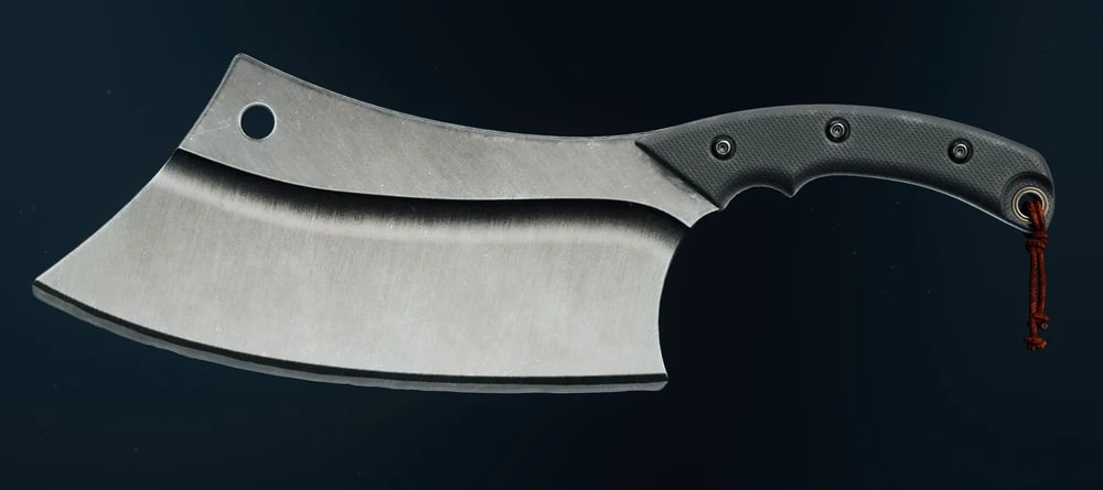 A large combat cleaver with a curved blade and textured black handle, shown on a dark background in Call of Duty: Black Ops 6.