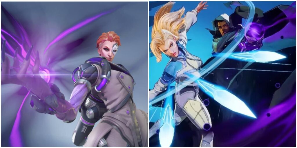 Moira from Overwatch 2 and Cloak & Dagger from Marvel Rivals side by side.