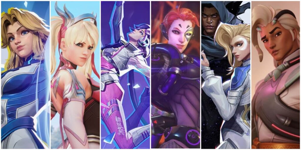 Overwatch 2 support heroes and Marvel Rivals Strategists side by side in stylized art.