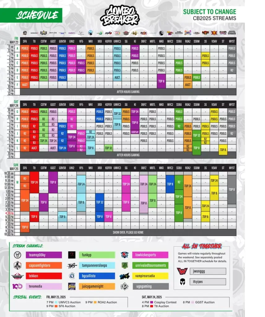 combo breaker schedule