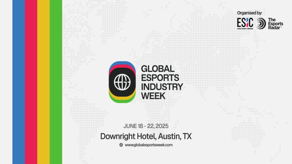 Image of Global Esports Industry Week logo on a multicoloured background