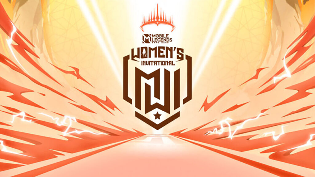 Image of Mobile Legends: Bang Bang Women's Invitational logo on a yellow and orange background