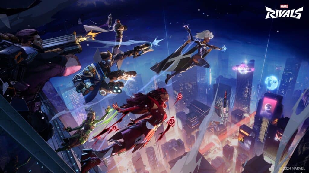 Marvel Rivals 2024 reveal graphic including multiple heroes