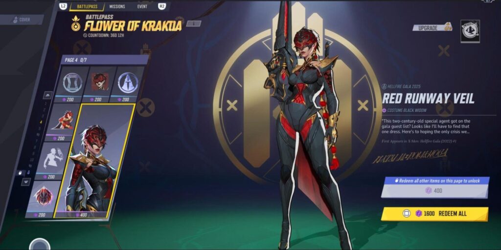 Screenshot from the game Marvel Rivals showing the "Flower of Krakoa" battle pass page.