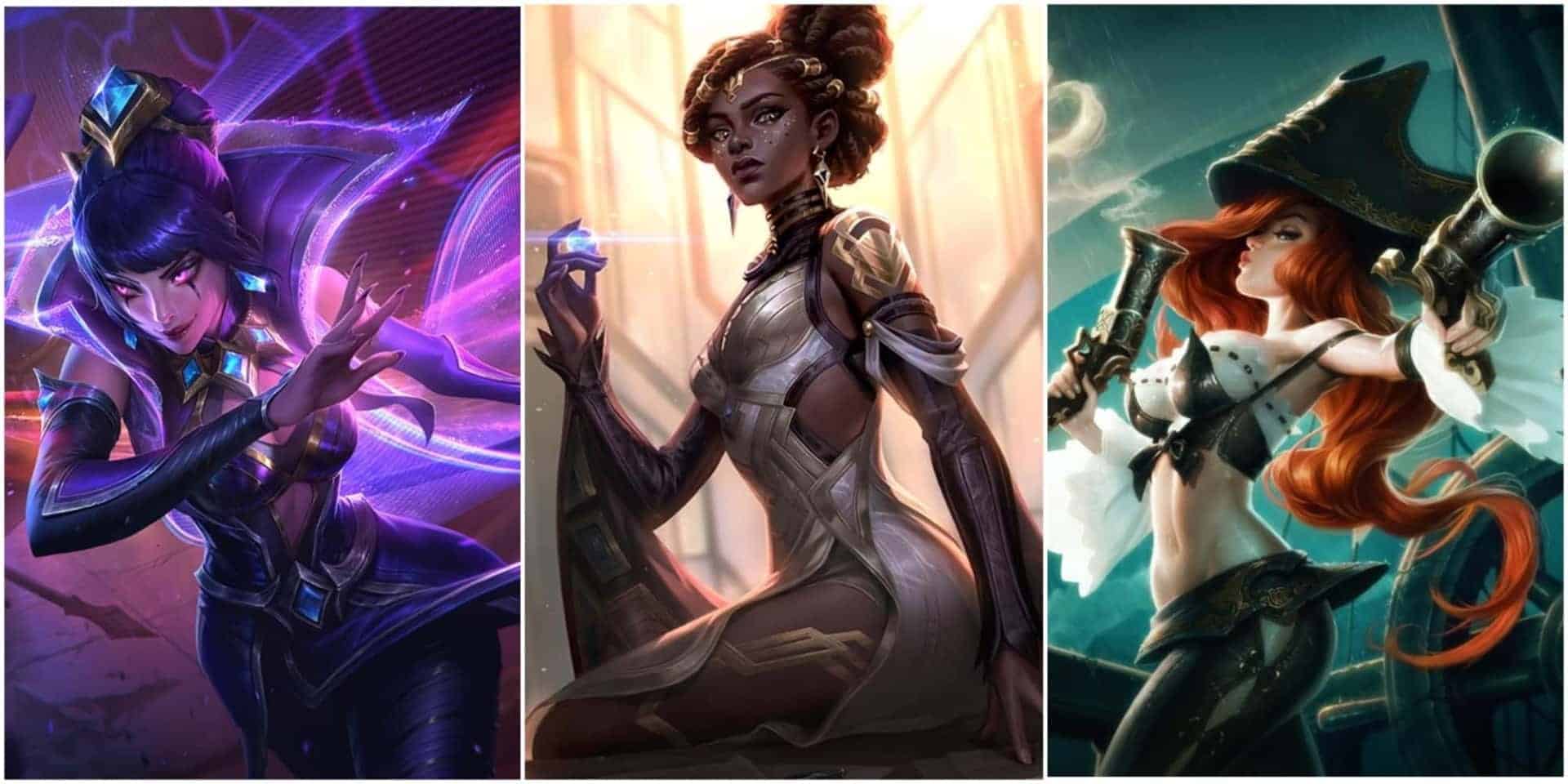 A mixed collage featuring LoL female characters