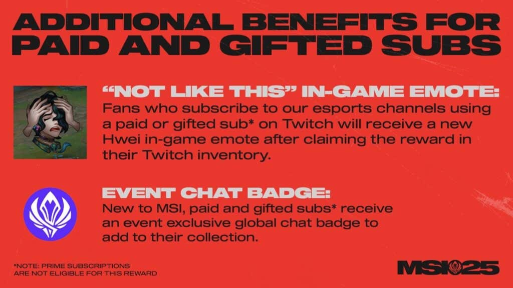 MSI Twitch subscription rewards