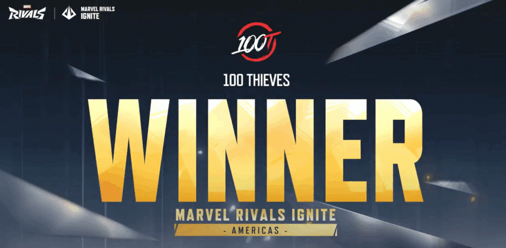 Marvel Rivals ignite Stage 1 Highlight: 100 Thieves victory graphic