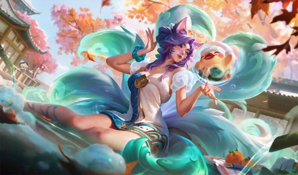 Ahri from LoL in Spirit Blossom Springs skin