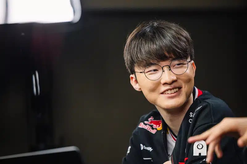 The person in the image is Lee Sang-hyeok, widely known by his in-game name Faker