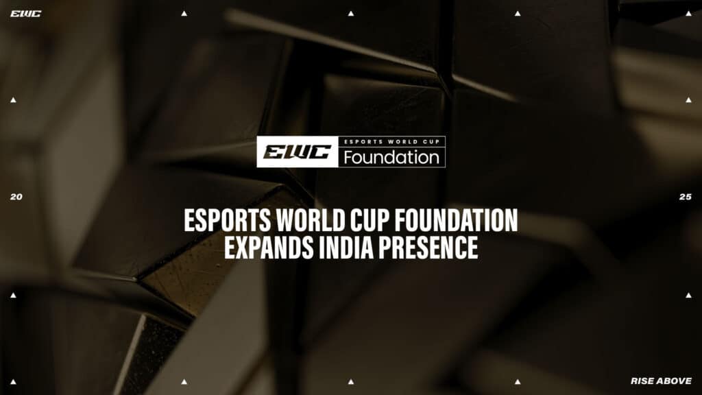 Image of Esports World Cup Foundation logo on a black and gold background