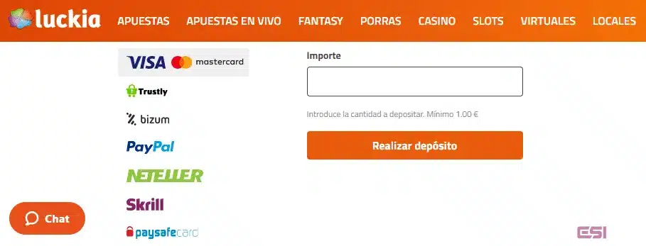 Luckia ingreso minimo 1€
