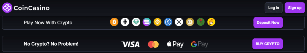 Platební metody v CoinCasino