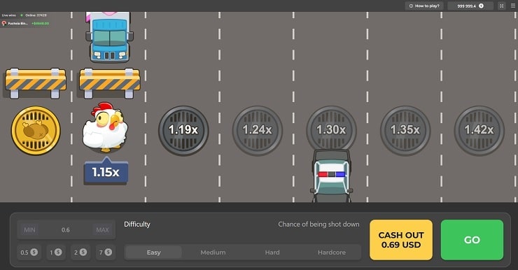 Interface du jeu Chicken Road