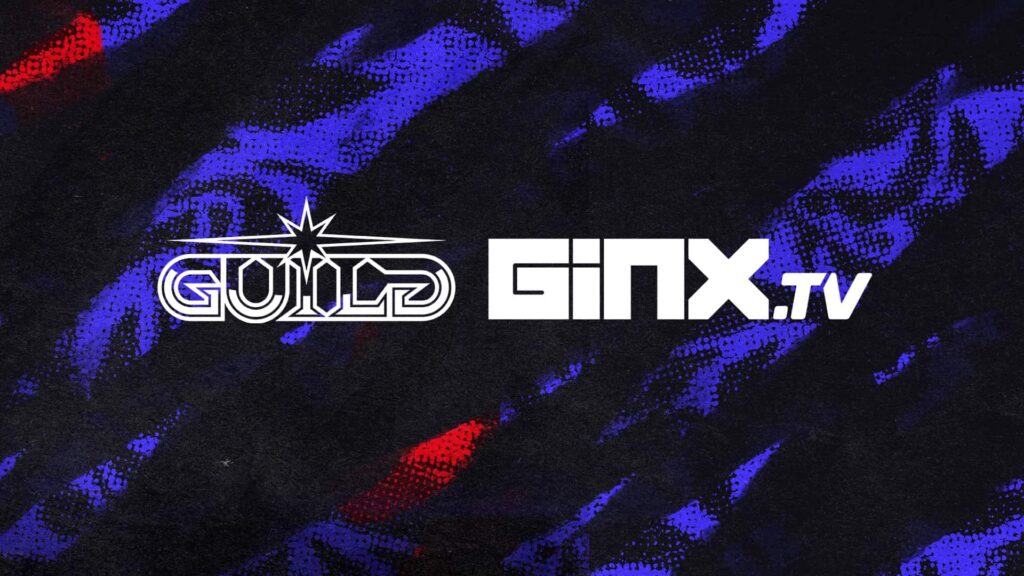 The image shows the logos "Guild" and "GINX.tv" in white