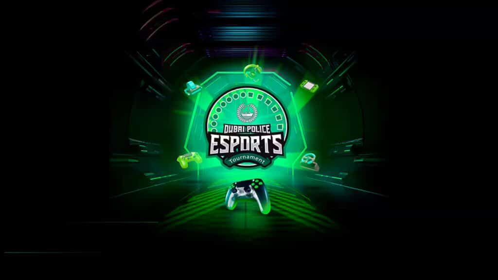 Image of Dubai Police Esports Tournament logo on a black background