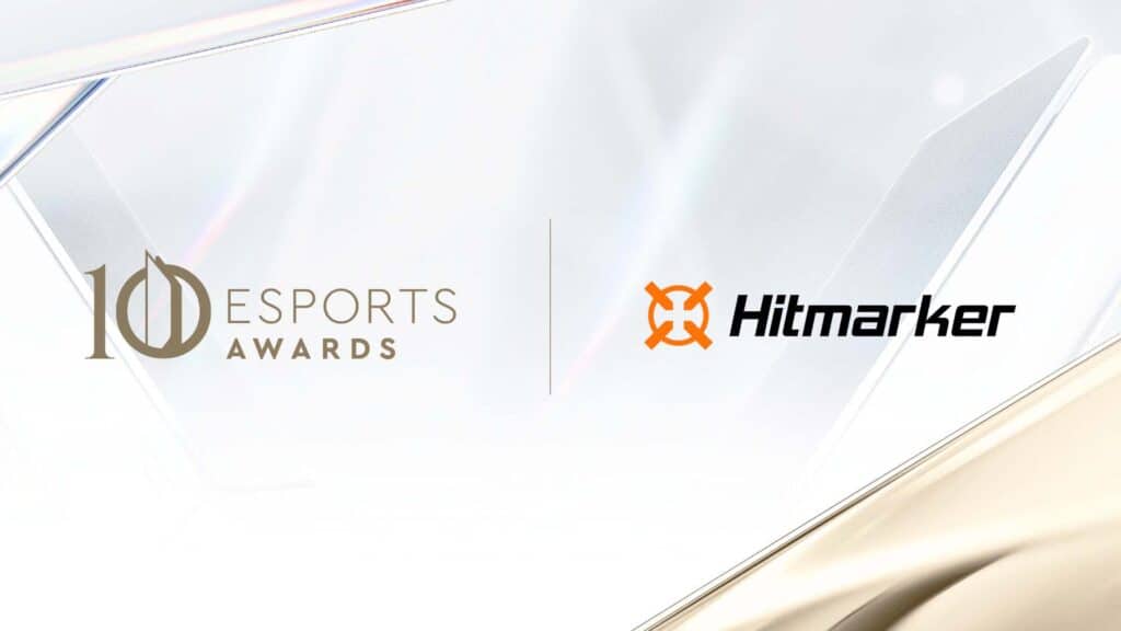 Image of Esports Awards and Hitmarker logos on a white and gold background