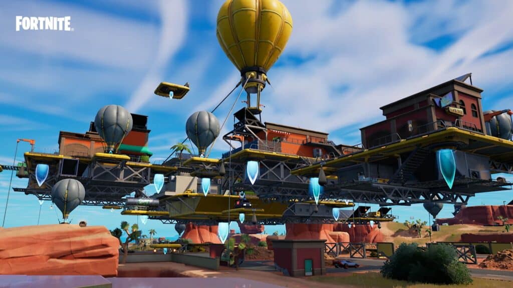 Kota mengambang dengan balon di musim resistensi Fortnite