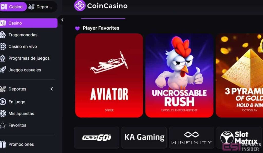 Beneficios sin KYC de CoinCasino