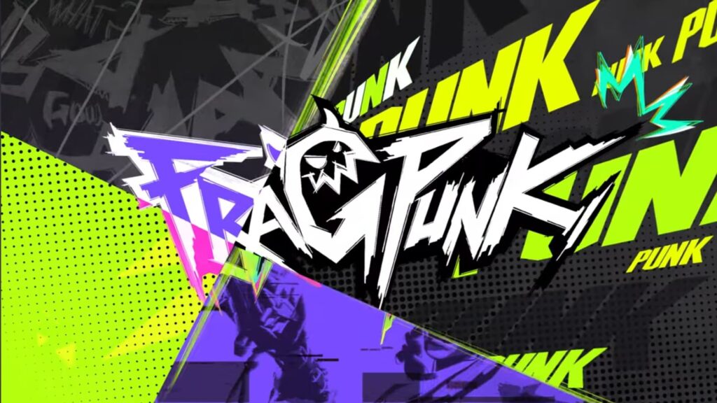 Il logo di gioco stilizzato di Fragpunk con audaci colori al neon e grafica ispirata al punk