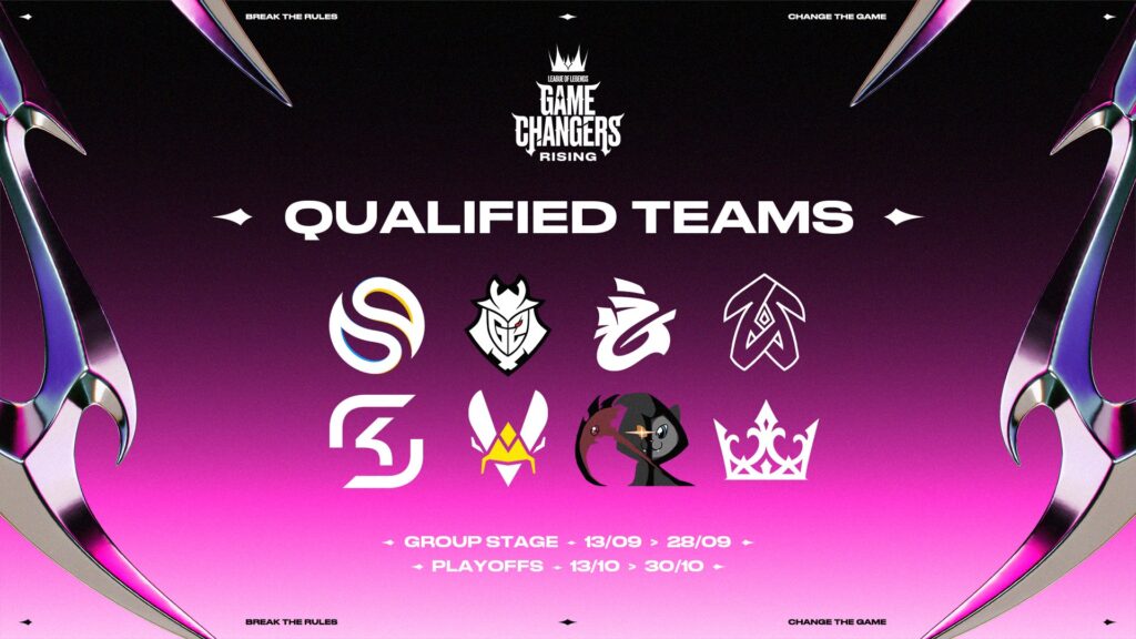 Which teams will compete in the first League of Legends Game Changers Rising event?