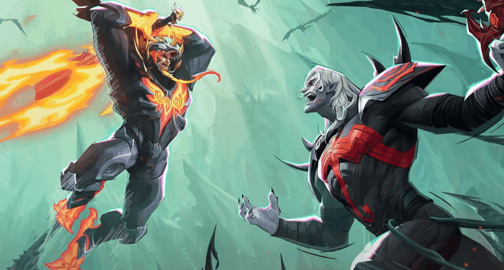 Marvel Rivals Season 3 Throne of Knull cinematic featuring Knull and Venom Reborn king in Black