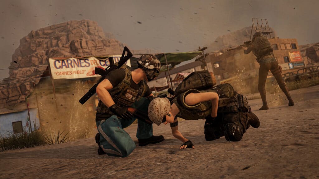 PUBG battle royale screenshot featuring players in combat