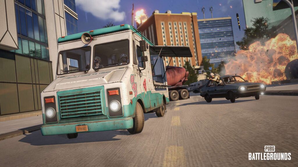 PUBG chase scene with vehicles compared to Fortnite’s galactic esports battle event